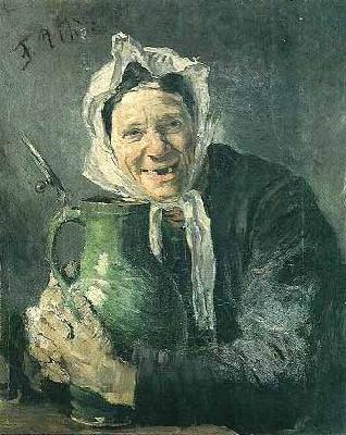 Fritz von Uhde Old woman with a pitcher Germany oil painting art